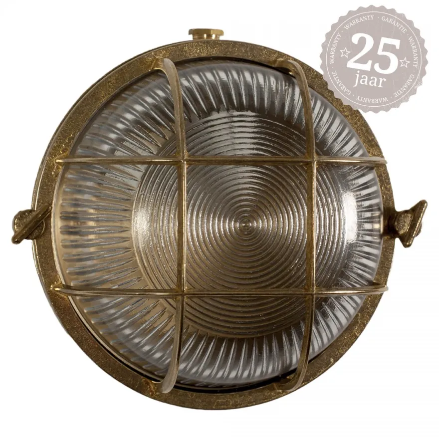 Casa Padrino Jugendstil Schiffslampe 19 x 11 x H. 19 cm - Messing - Nostalgische Wetterfeste Außenleuchte