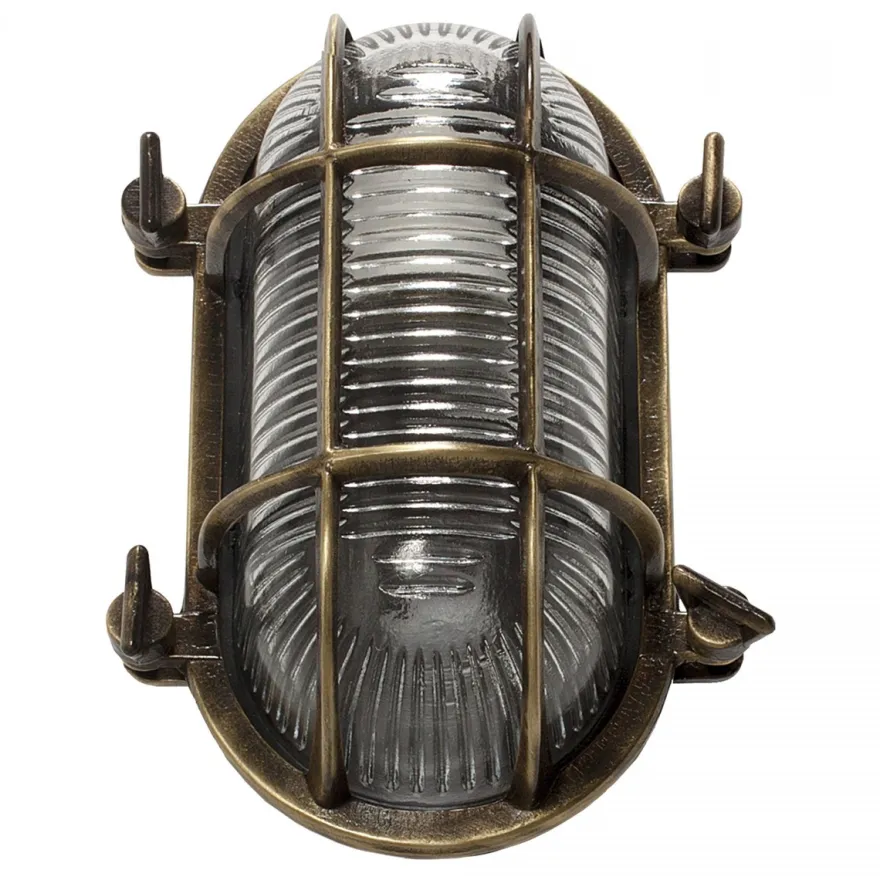 Casa Padrino Jugendstil Schiffslampe 14 x 10 x H. 21 cm - Bronze - Nostalgische Wetterfeste Außenleuchte
