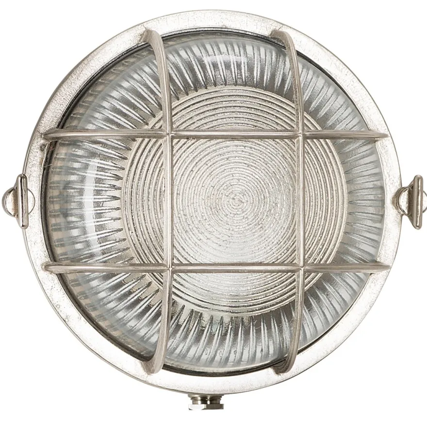 Casa Padrino Jugendstil Schiffslampe 19 x 11 x H. 19 cm - Nickel - Nostalgische Wetterfeste Außenleuchte