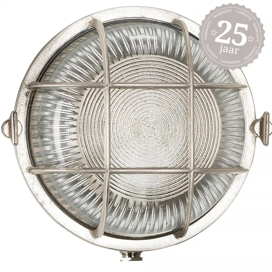 Casa Padrino Jugendstil Schiffslampe 19 x 11 x H. 19 cm - Nickel - Nostalgische Wetterfeste Außenleuchte