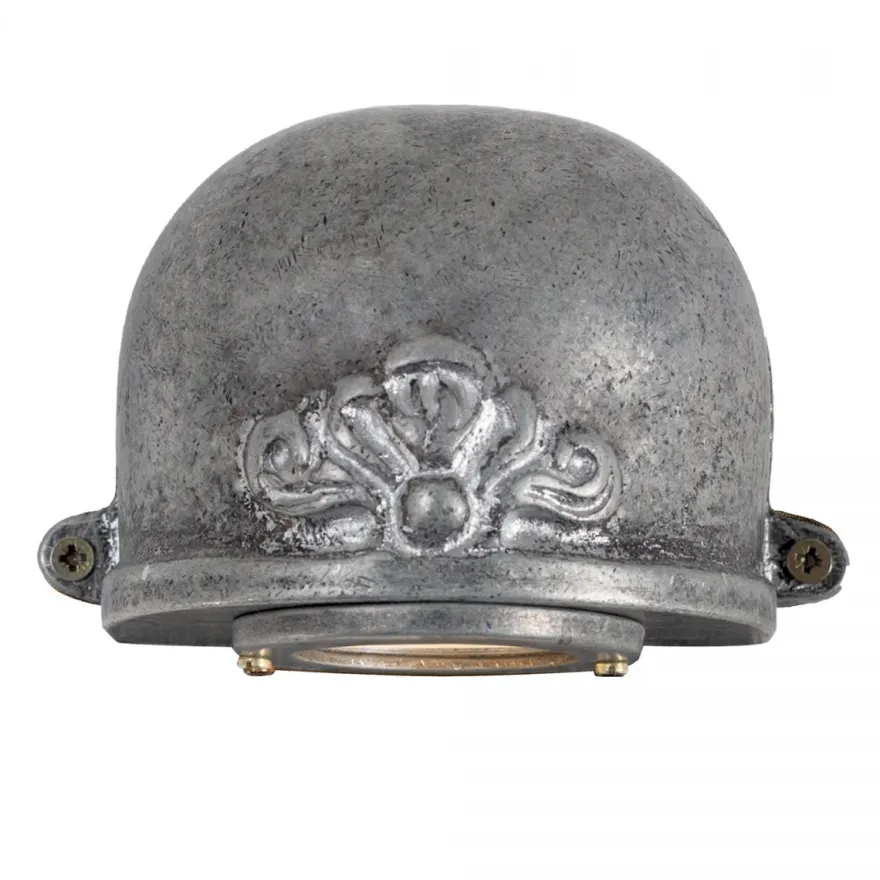 Casa Padrino Jugendstil Schiffslampe 11 x 7 x H. 9 cm - Silber - Nostalgische Wetterfeste Außenleuchte