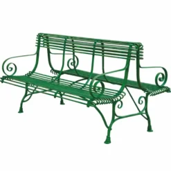 Casa Padrino Jugendstil Schmiedeeisen Gartenbank Vintage Grün 150 cm - Doppelseitige Sitzbank