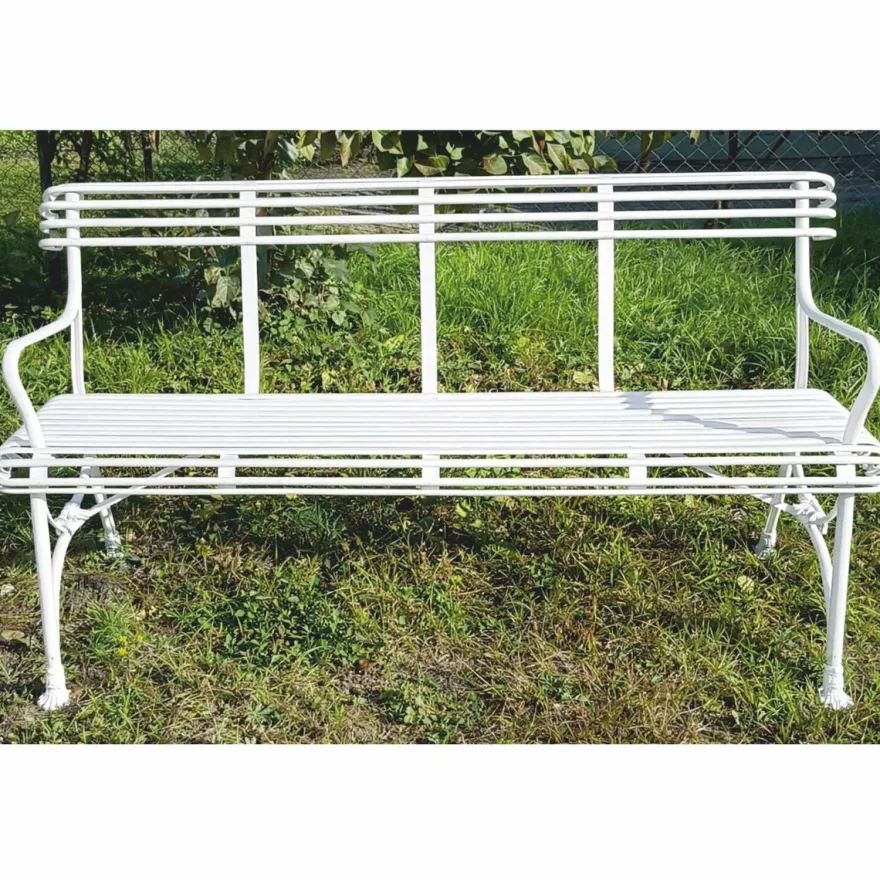 Casa Padrino Jugendstil Schmiedeeisen Gartenbank Weiß 140 cm - Garten Möbel