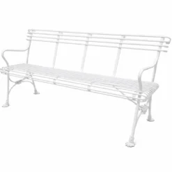 Casa Padrino Jugendstil Schmiedeeisen Gartenbank Weiß 140 cm - Garten Möbel