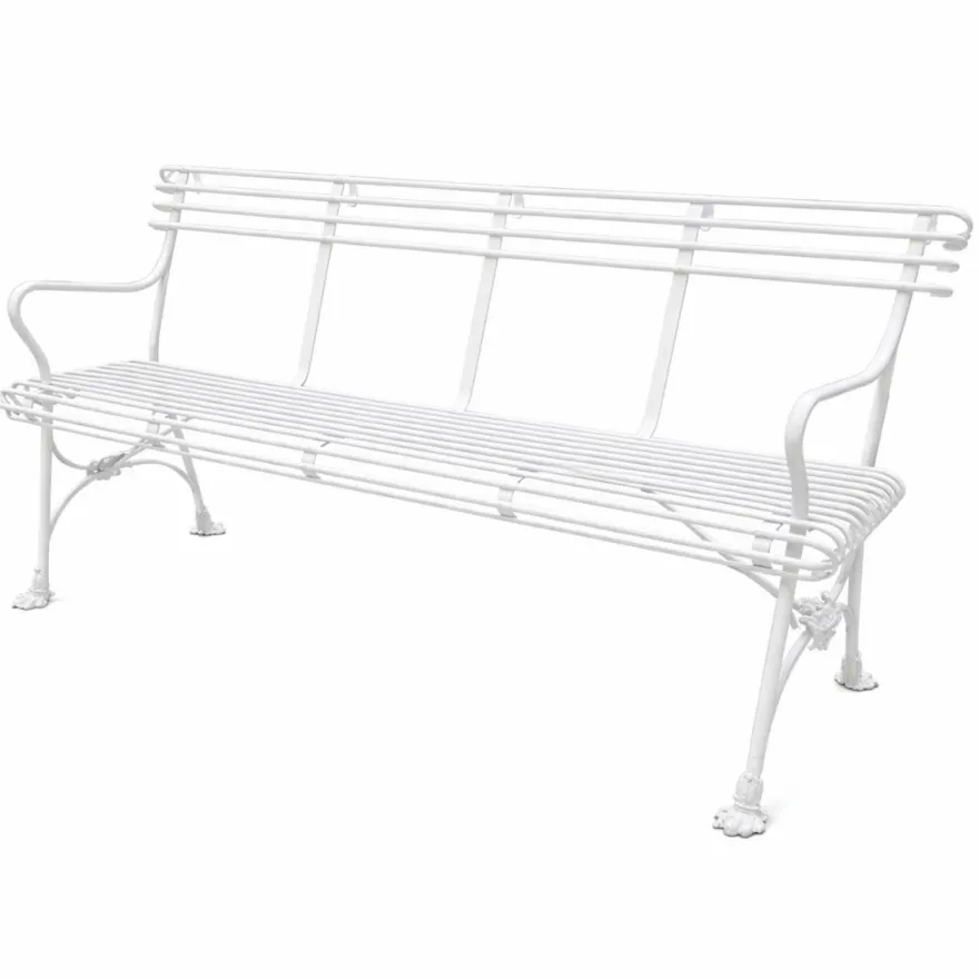 Casa Padrino Jugendstil Schmiedeeisen Gartenbank Weiß 140 cm - Garten Möbel