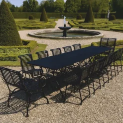 Casa Padrino Jugendstil Schmiedeeisen Garten Möbel Set Schwarz - 1 Tisch & 12 Stühle