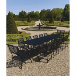 Casa Padrino Jugendstil Schmiedeeisen Garten Möbel Set Schwarz - 1 Tisch & 12 Stühle