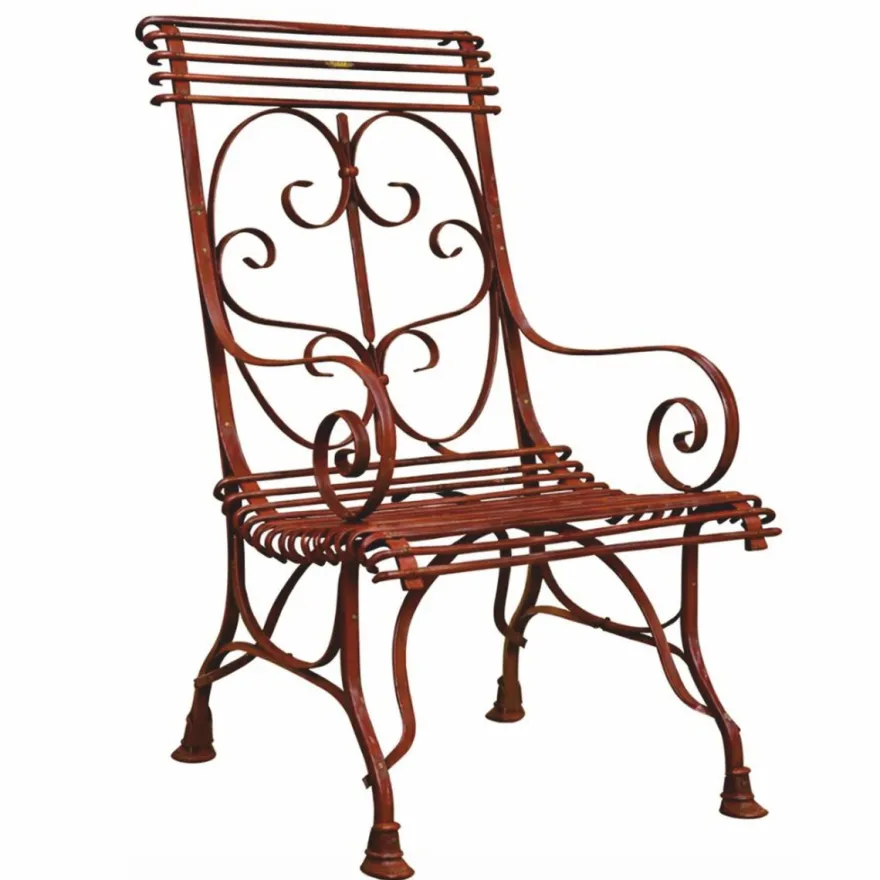Casa Padrino Jugendstil Schmiedeeisen Gartenstuhl Rost H. 114 cm - Nostalgische Garten Möbel