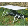 Casa Padrino Jugendstil Schmiedeeisen Garten Möbel Set Weiß - Garten Tisch & 6 Stühle