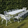 Casa Padrino Jugendstil Schmiedeeisen Garten Möbel Set Weiß 300 x 120 cm - Garten Tisch & 10 Garten Stühle