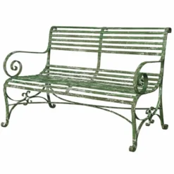 Casa Padrino Jugendstil Schmiedeeisen Gartenbank Antik Grün 120 cm - Garten Möbel