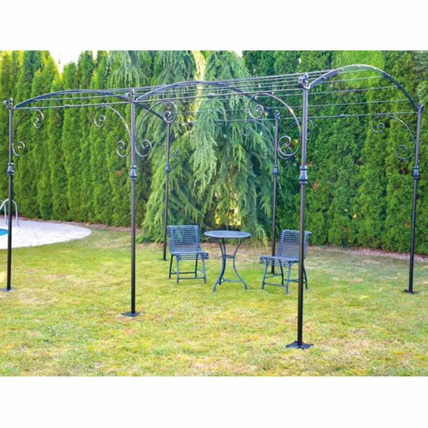 Casa Padrino Jugendstil Schmiedeeisen Pergola Schwarz 300 cm - Garten Möbel
