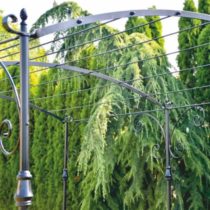 Casa Padrino Jugendstil Schmiedeeisen Pergola Schwarz 300 cm - Garten Möbel