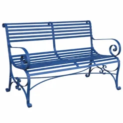 Casa Padrino Jugendstil Schmiedeeisen Gartenbank Blau 120 cm - Garten Möbel