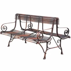 Casa Padrino Jugendstil Schmiedeeisen Gartenbank Braun 150 cm - Doppelseitige Sitzbank