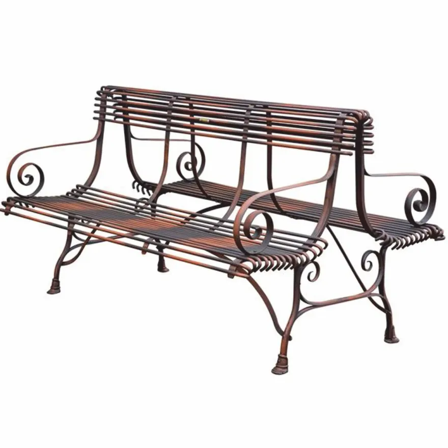 Casa Padrino Jugendstil Schmiedeeisen Gartenbank Braun 150 cm - Doppelseitige Sitzbank