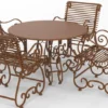 Casa Padrino Jugendstil Schmiedeeisen Gartenmöbel Set - Verschiedene Farben - 1 Runder Gartentisch & 4 Gartenstühle mit Armlehnen - Jugendstil Schmiedeeisen Garten & Terrassen Möbel