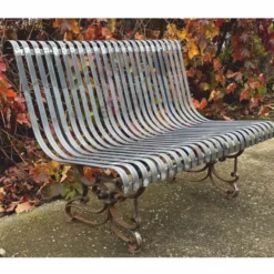 Casa Padrino Jugendstil Schmiedeeisen Gartenbank Silber / Rost 120 cm - Garten Möbel