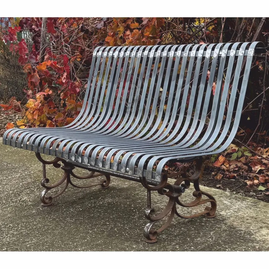 Casa Padrino Jugendstil Schmiedeeisen Gartenbank Silber / Rost 120 cm - Garten Möbel
