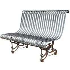 Casa Padrino Jugendstil Schmiedeeisen Gartenbank Silber / Rost 120 cm - Garten Möbel