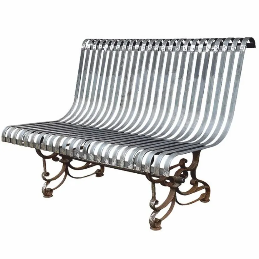 Casa Padrino Jugendstil Schmiedeeisen Gartenbank Silber / Rost 120 cm - Garten Möbel