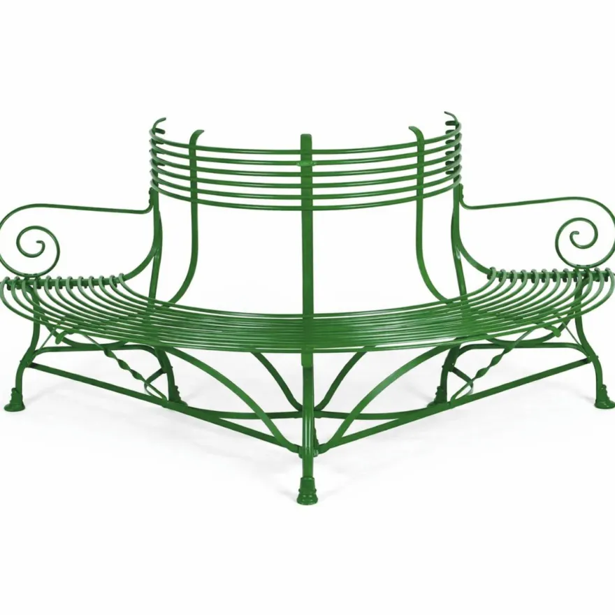 Casa Padrino Jugendstil Schmiedeeisen Gartenbank / Baumbank Grün 180 cm
