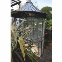 Casa Padrino Jugendstil Schmiedeeisen Garten Vogelhaus Rost / Silber Ø 200 x H. 300 cm