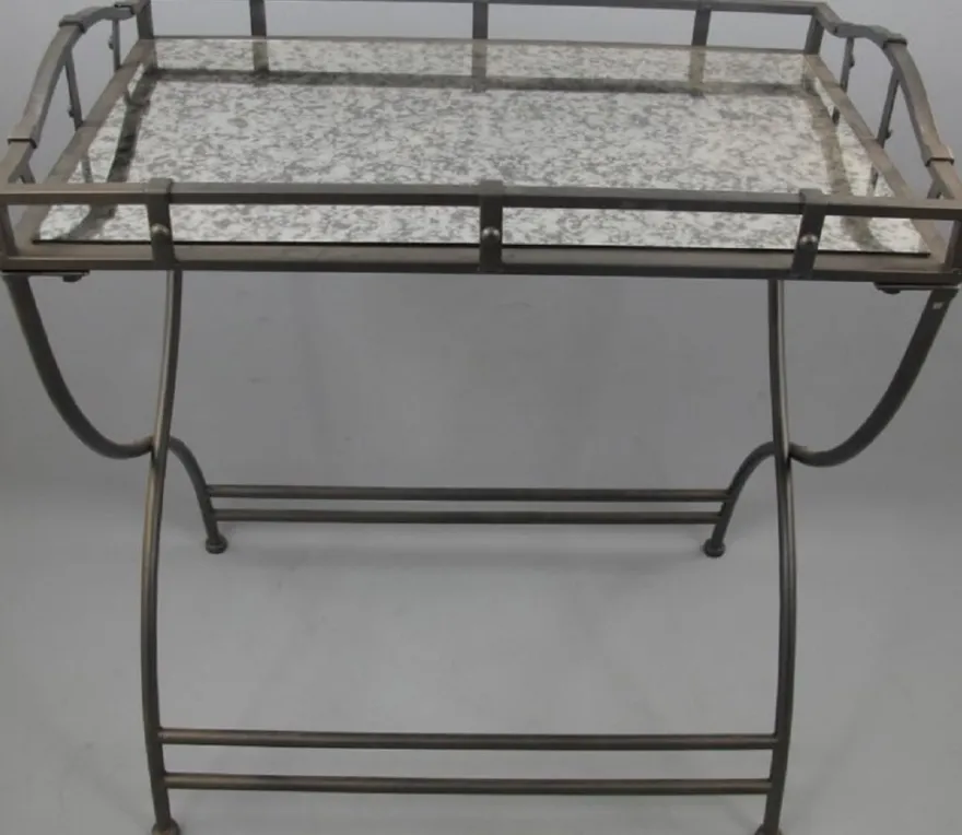 Casa Padrino Jugendstil Serviertisch mit antikem Spiegelglas Schwarz 70 x 46 x H. 80 cm - Gastronomie Accessoires