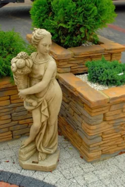 Casa Padrino Jugendstil Skulptur Venus mit Füllhorn 26 x 24 x H 90 cm Antikstil - Barock Gartendeko - Schwer und Massiv