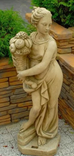 Casa Padrino Jugendstil Skulptur Venus mit Füllhorn 26 x 24 x H 90 cm Antikstil - Barock Gartendeko - Schwer und Massiv