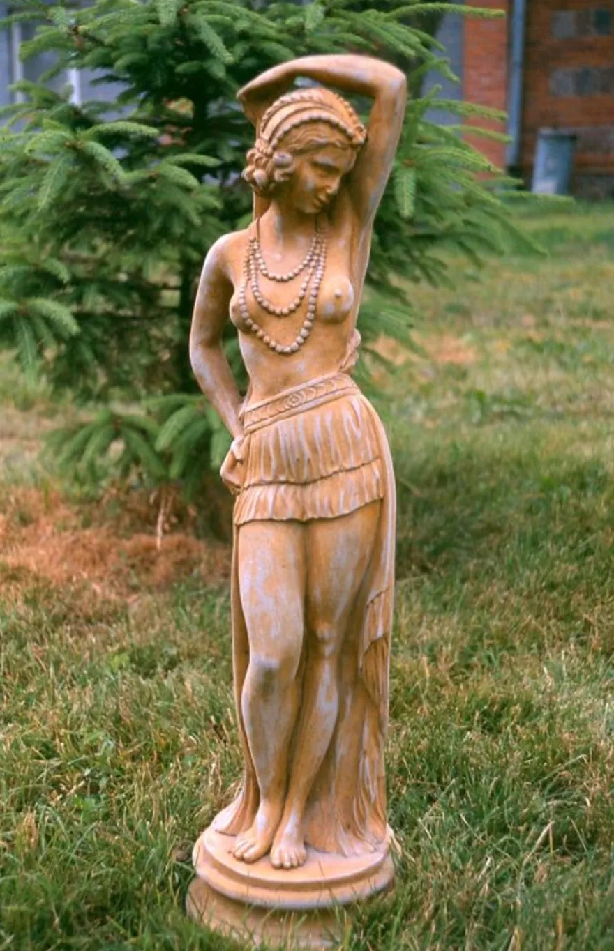 Casa Padrino Jugendstil Skulptur Tänzerin Antik Stil 21 x H 75 cm Antikstil Erdfarben - Barock Gartendeko - Schwer und Massiv