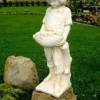 Casa Padrino Jugendstil Skulptur Junge mit Katzenkindern 34 x H 118 cm Antikstil - Barock Gartendeko