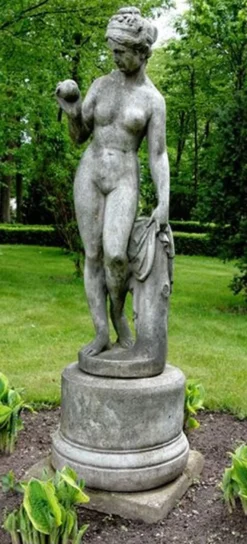 Casa Padrino Jugendstil Skulptur Venus mit Apfel Antik Stil Grau 38 x H 118 cm Antikstil Grau - Barock Gartendeko - Schwer und Massiv