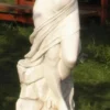Casa Padrino Jugendstil Skulptur / Figur Jungfrau mit Sockel Ø 50 x H. 160 cm - Prunkvolle Gartendeko