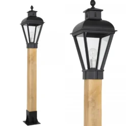 Casa Padrino Jugendstil Sockelleuchte 26 x 26 x H. 150 cm - Schwarz - Nostalgische Wetterfeste Außenleuchte