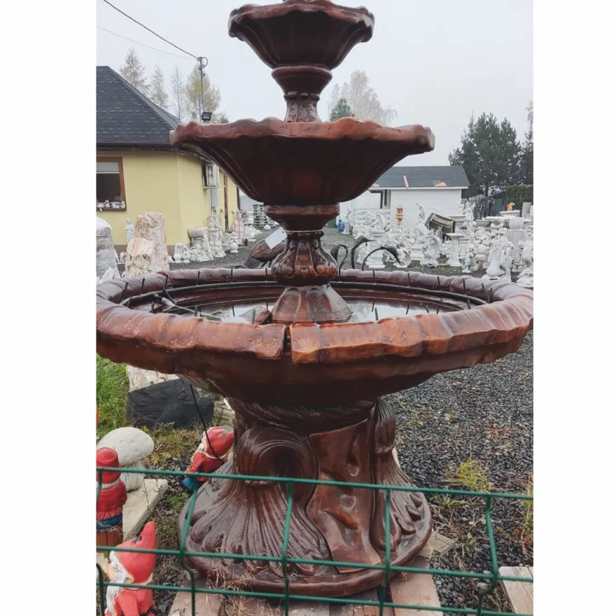 Casa Padrino Jugendstil Springbrunnen Braun Ø 155 x H. 180 cm - Prunkvoller Gartenbrunnen