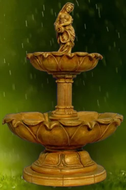 Casa Padrino Jugendstil Springbrunnen Antik Beige Ø 145 x H. 215 cm - Prunkvoller Gartenbrunnen - Gartendeko Brunnen - Barock & Jugendstil Garten Deko Accessoires