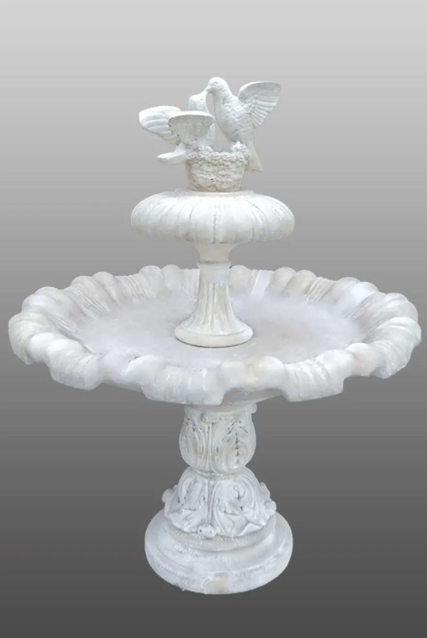 Casa Padrino Jugendstil Springbrunnen mit Tauben Ø 130 x H. 155 cm - Barock & Jugendstil Gartenbrunnen