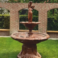 Casa Padrino Jugendstil Springbrunnen Frau mit Vase Braun Ø 155 x H. 215 cm