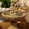 Casa Padrino Jugendstil Springbrunnen Grau Ø 92 x H. 175 cm - Prunkvoller Gartenbrunnen - Gartendeko Brunnen - Barock & Jugendstil Garten Deko Accessoires
