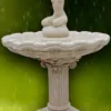 Casa Padrino Jugendstil Springbrunnen Grau Ø 125 x H. 179 cm - Prunkvoller Gartenbrunnen - Gartendeko Brunnen - Barock & Jugendstil Garten Deko Accessoires