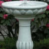 Casa Padrino Jugendstil Springbrunnen Grau Ø 54 x H. 74 cm - Prunkvoller Gartenbrunnen - Runder Gartendeko Brunnen - Barock & Jugendstil Garten Deko Accessoires