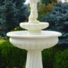 Casa Padrino Jugendstil Springbrunnen Dame Weiß Ø 94 x H. 164 cm - Prunkvoller Gartenbrunnen - Gartendeko Brunnen - Barock & Jugendstil Garten Deko Accessoires