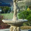 Casa Padrino Jugendstil Springbrunnen Sandfarben Ø 155 x H. 228 cm - Prunkvoller Gartenbrunnen - Gartendeko Brunnen - Barock & Jugendstil Garten Deko Accessoires
