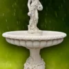 Casa Padrino Jugendstil Springbrunnen Grau / Weiß Ø 114 x H. 171 cm - Prunkvoller Gartenbrunnen - Gartendeko Brunnen - Barock & Jugendstil Garten Deko Accessoires