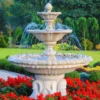Casa Padrino Jugendstil Springbrunnen Weiß Ø 155 x H. 180 cm - Prunkvoller Gartenbrunnen aus Kunststein