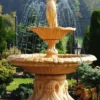 Casa Padrino Jugendstil Springbrunnen Frau mit Vase Beige Ø 155 x H. 215 cm - Prunkvoller Gartenbrunnen - Gartendeko Brunnen - Barock & Jugendstil Garten Deko Accessoires