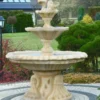 Casa Padrino Jugendstil Springbrunnen mit Tauben Sandfarben Ø 155 x H. 182 cm - Prunkvoller Gartenbrunnen - Gartendeko Brunnen - Barock & Jugendstil Garten Deko Accessoires