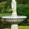 Casa Padrino Jugendstil Springbrunnen Weiß / Grau Ø 92 x H. 182 cm - Prunkvoller Gartenbrunnen - Gartendeko Brunnen - Barock & Jugendstil Garten Deko Accessoires