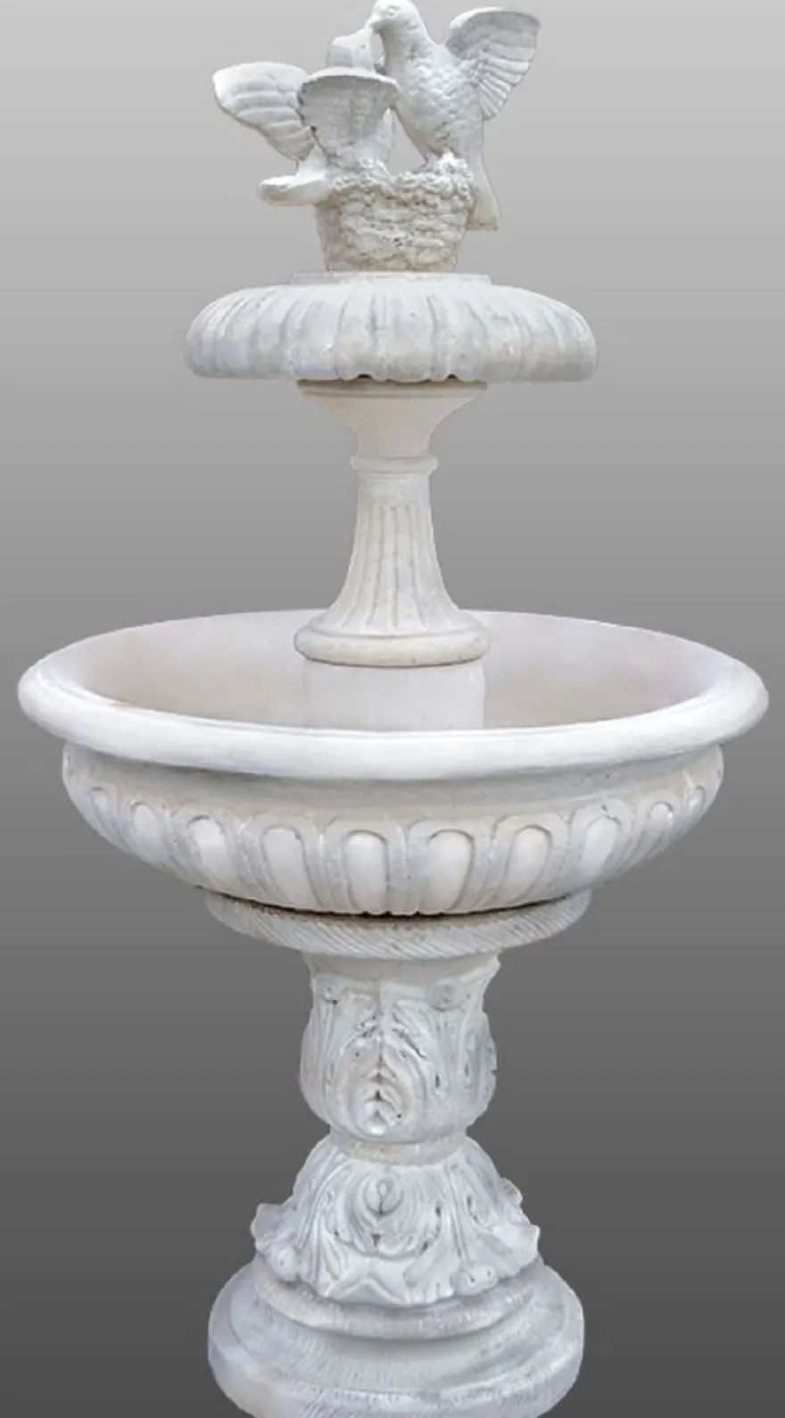 Casa Padrino Jugendstil Springbrunnen mit dekorativen Tauben Weiß Ø 96 x H. 175 cm - Barock & Jugendstil Gartenbrunnen